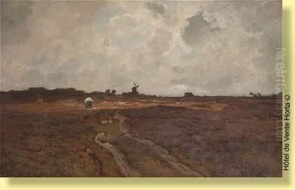 Chariot Devant Le Moulin Oil Painting by Louis Albert Roessingh