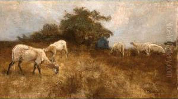A Shepherd With His Flock Oil Painting by Louis Albert Roessingh