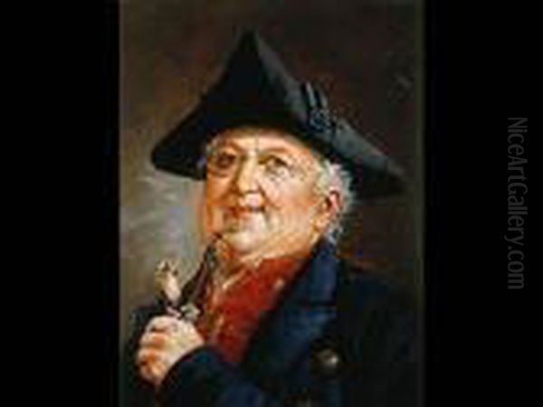 Bildnis Eines Pfeiferauchenden Alten Mit Dreispitz Oil Painting by Georg Roessler