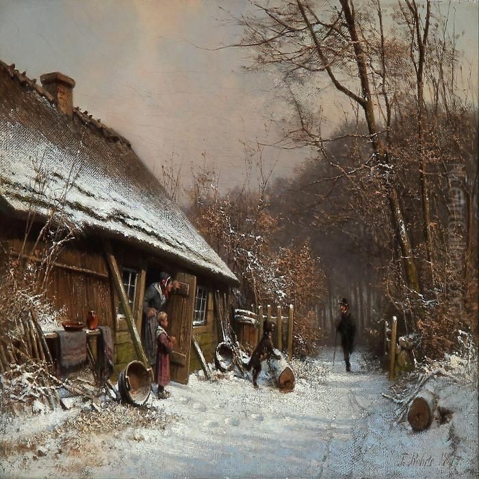 Winter Day In The Woods Oil Painting by Frederik Niels M. Rohde
