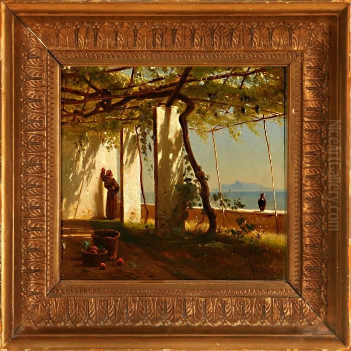 Monastery Garden At The Lake Garda Oil Painting by Frederik Niels M. Rohde