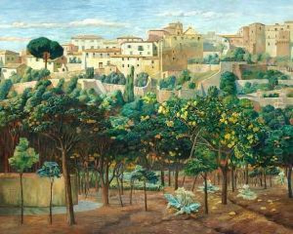 Orange Trees In Terracina Oil Painting by Johan Rohde