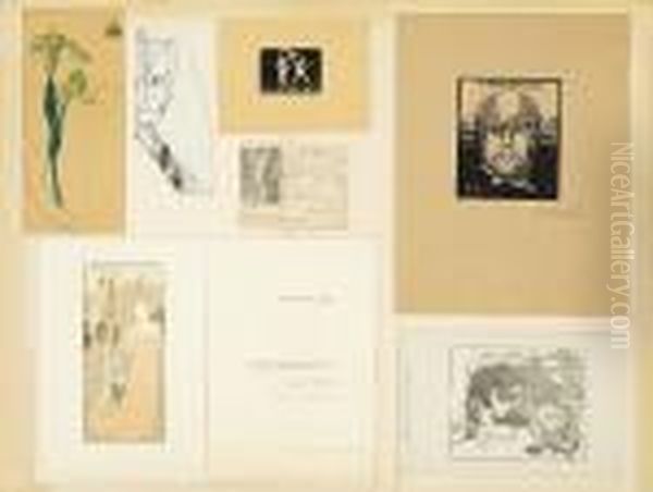 Portrait Of Jan Verkade And Several Graphic Works In The Collection Of Rohde Oil Painting by Johan Gudmann Rohde