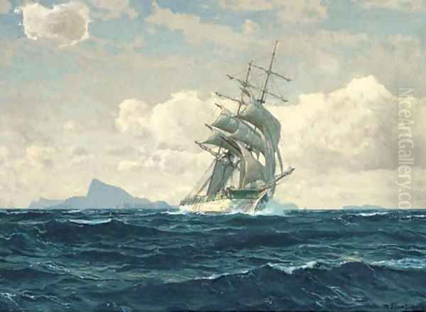 A windjammer in the Mediterranean Oil Painting by Michael Zeno Diemer