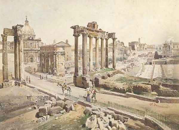 A view of the Roman Forum Oil Painting by Stefano Donadoni