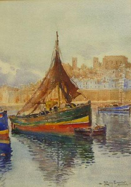 <barcas>. Med.: 42 X 30 Cm Oil Painting by Lluis Roig Ensenat