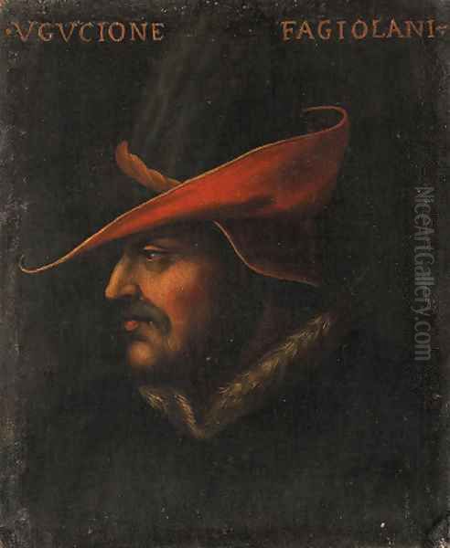 Portrait of Ugucione Fagiolani (1250-1319) Oil Painting by Cristofano dell' Altissimo