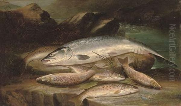 A Successful Days Fishing Oil Painting by Henry Leonidas Rolfe