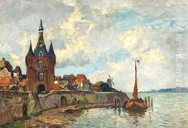 De Lekpoort, Vianen city gate by the river Lek Oil Painting by Charles Dankmeijer