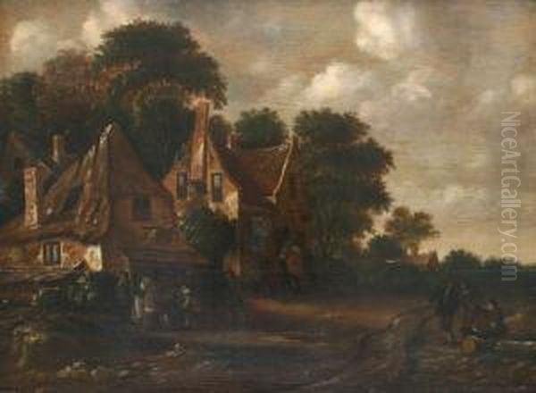 Dutch Village Scene With
Figures Oil Painting by Salomon Rombouts