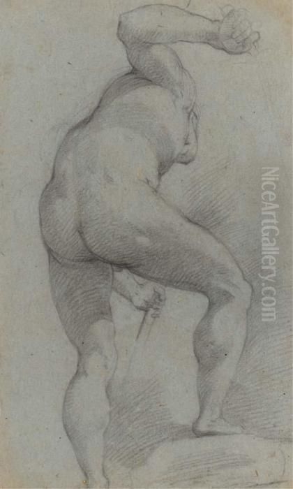 Un Homme Nu, Vu De Dos, Tenant Une Epee Oil Painting by Cristoforo Pomarancio (Roncalli)