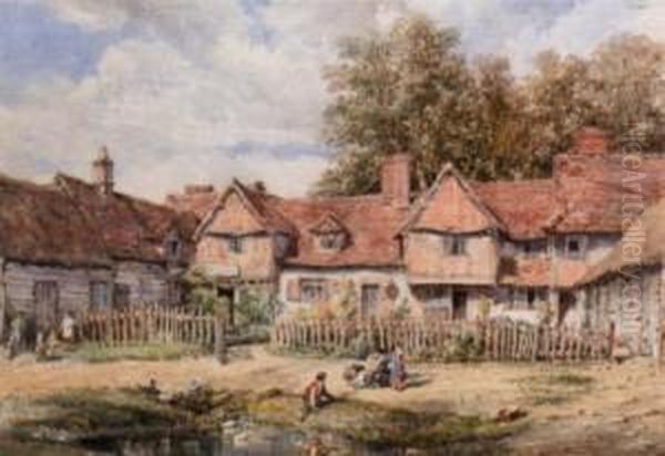 Cottages, Redcoats Green, 
Hertfordshire; Derelict Stables, Redcoats Green, Hertfordshire, A Pair Oil Painting by Thomas Matthew Rooke