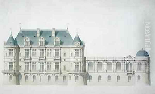 Design for the north facade of the Chateau de Chantilly Oil Painting by Felix Louis Jacques Duban