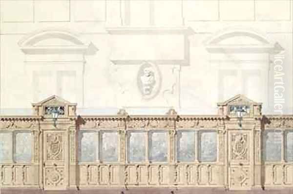 Design for the Galerie de Bois Chateau de Chantilly Oil Painting by Felix Louis Jacques Duban