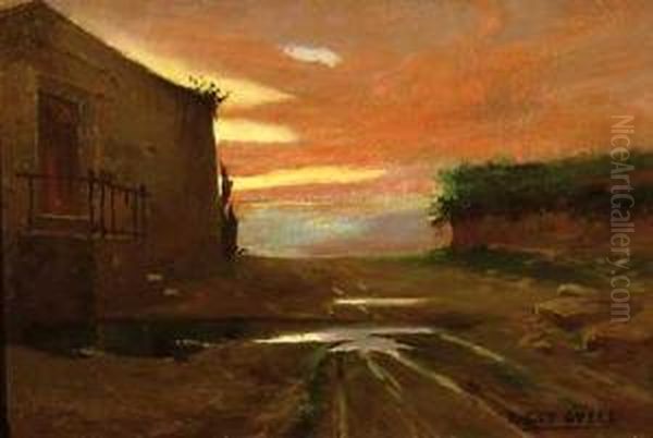 Paisaje Al Atardecer Oil Painting by Antoni Ros Gell