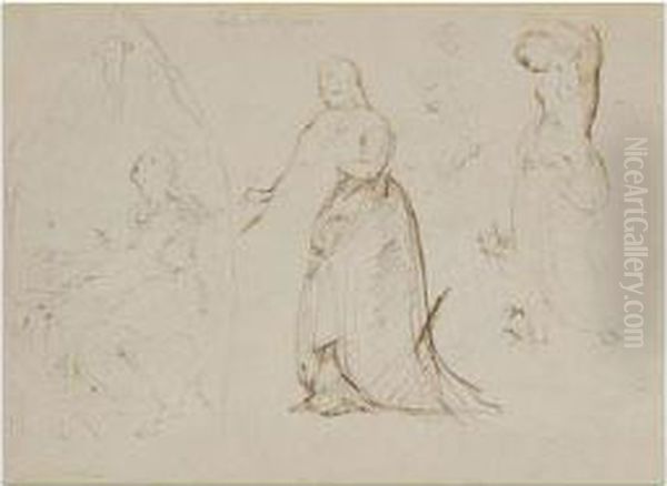 Estudios Para Una Santa Cecilia Oil Painting by Eduardo Rosales