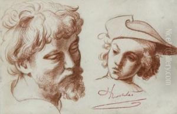 Estudio De Cabezas Oil Painting by Eduardo Rosales