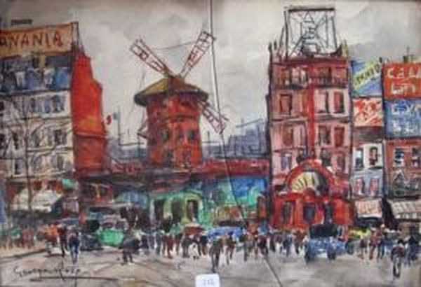 Le Moulin Rouge. Oil Painting by Georges Rose