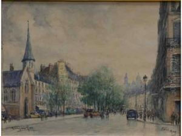 Rue De Paris Oil Painting by Georges Rose
