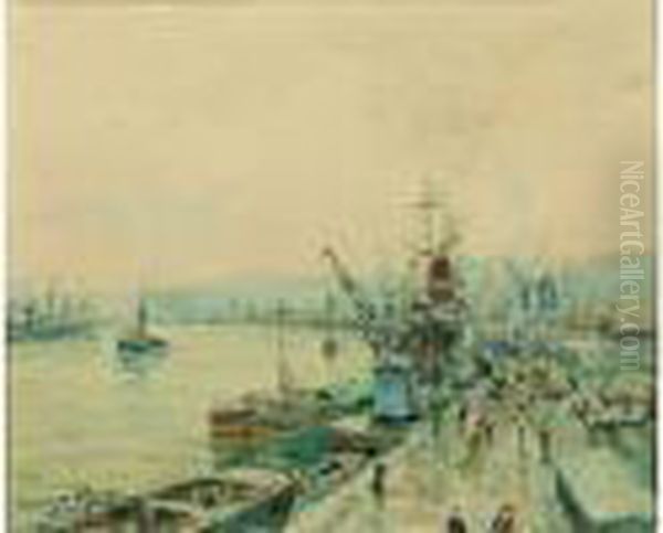 Vue D'un Port Oil Painting by Georges Rose