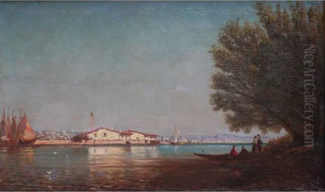 La Lagune A Murano Oil Painting by Amedee Rosier