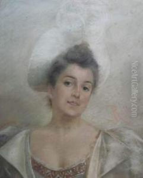 Elegante En Buste
 Pastel, Signe A Droite Au Milieu. Oil Painting by Lucius Rossi