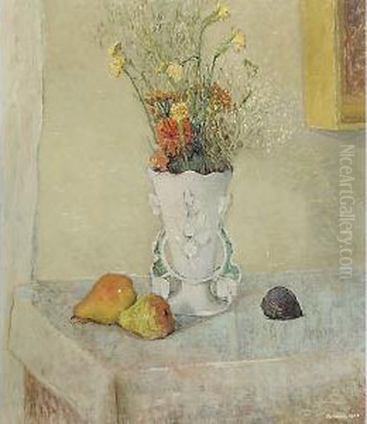 Fiori Appassiti E Frutta Oil Painting by Romano Rossini