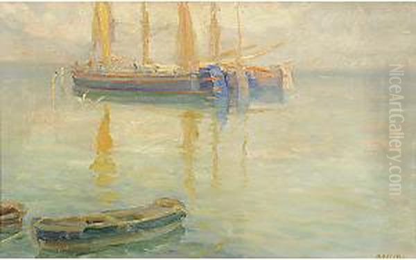 Barche Di Pescatori Oil Painting by Romano Rossini