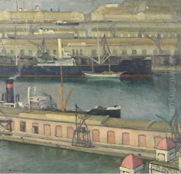 Il Porto Di Trieste Oil Painting by Romano Rossini