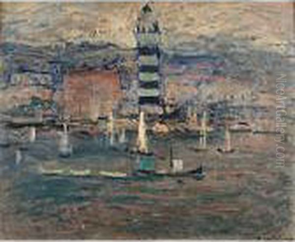 Piccola Regata In Porto Oil Painting by Romano Rossini