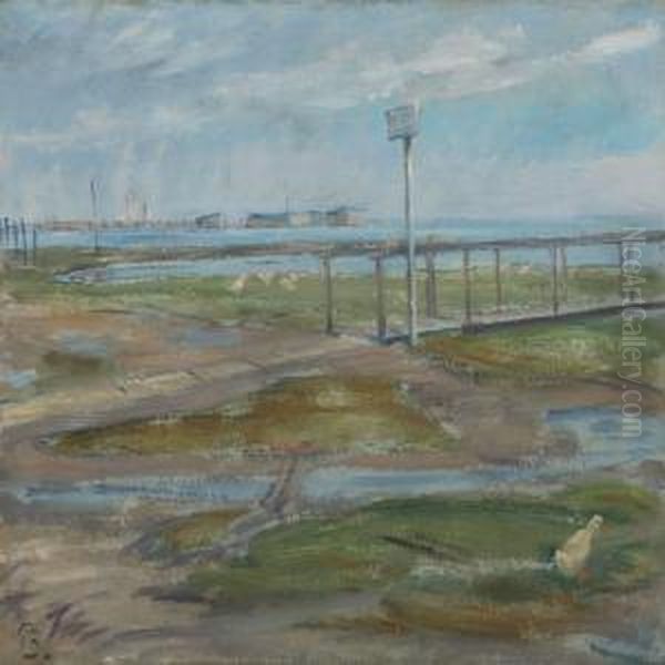 Landgangsbroen Oil Painting by Peter Rostrup Boyesen