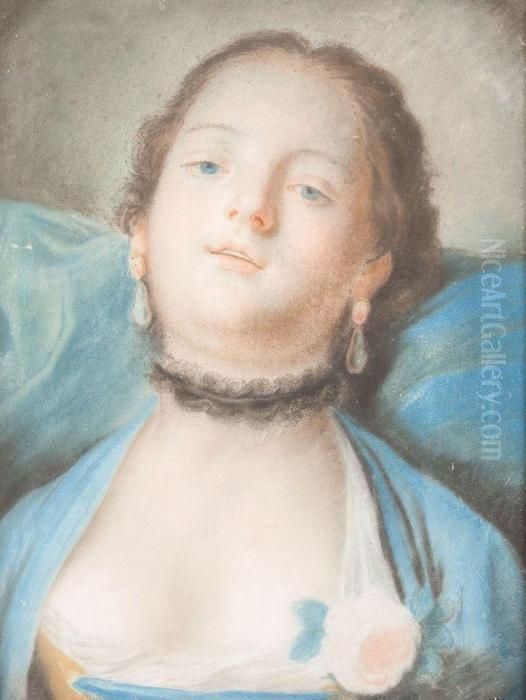 Portrait Einer Jungen Dame Mit Schwarzem Spitzenhalsband Oil Painting by Pietro Antonio Rotari