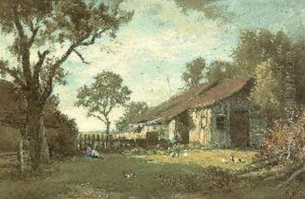 Bauernhof - Dachauer Landschaft
 Mit Bauernhausern. Oil Painting by Philipp Roth