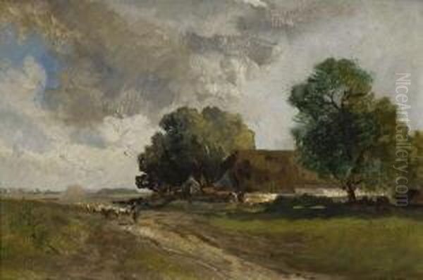 Baumlandschaft Mit
 Bauernhaus. Oil Painting by Philipp Roth