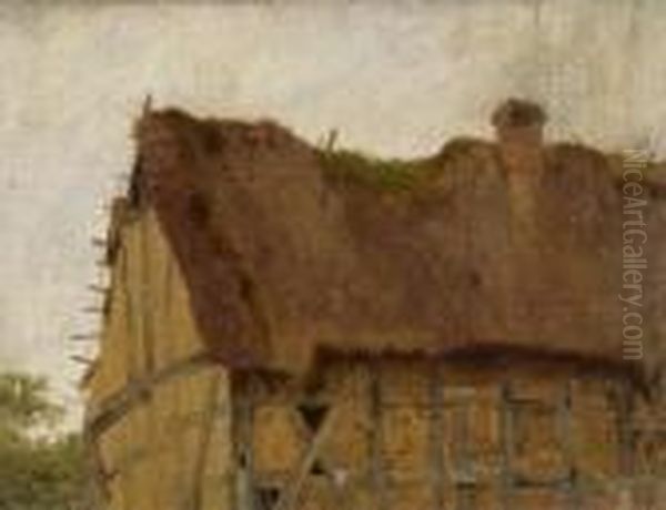 Strohgedeckte Scheune Bei
 Herchen Oil Painting by Philipp Roth