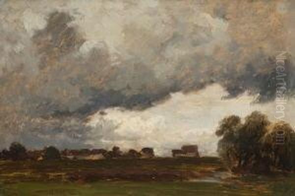 Wolkenverhangene
 Bachlandschaft. Oil Painting by Philipp Roth