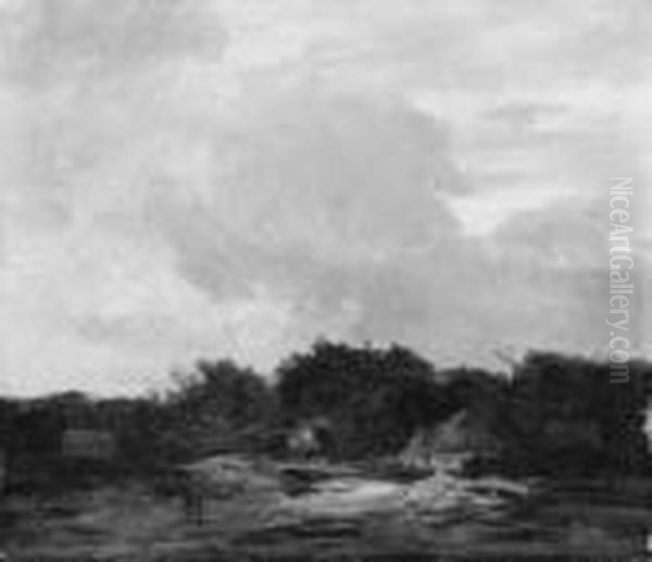 Verso Zweimal Der Nachlasstempel
 Und Ein Klebezettel: Nach J. Ruysdael. Aus Dem Gedachtnis. Privatbesitz
 Aachen. Oil Painting by Philipp Roth