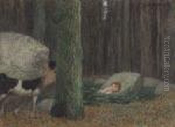 Kentaur Geniest Den Anblick Einer Nymphe Oil Painting by Alexander Rothaug