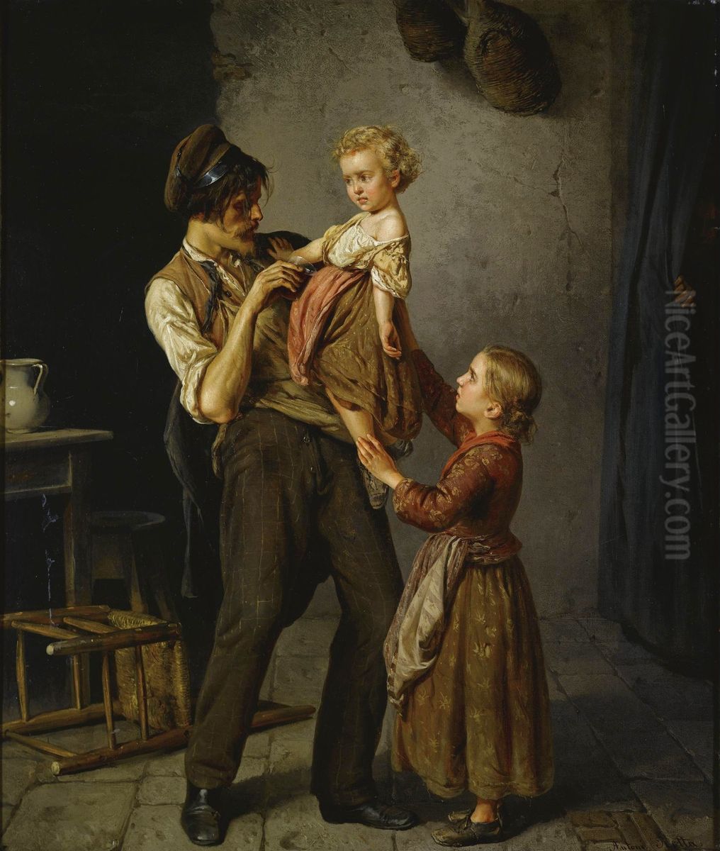 Father's Return Oil Painting by Antonio Rotta