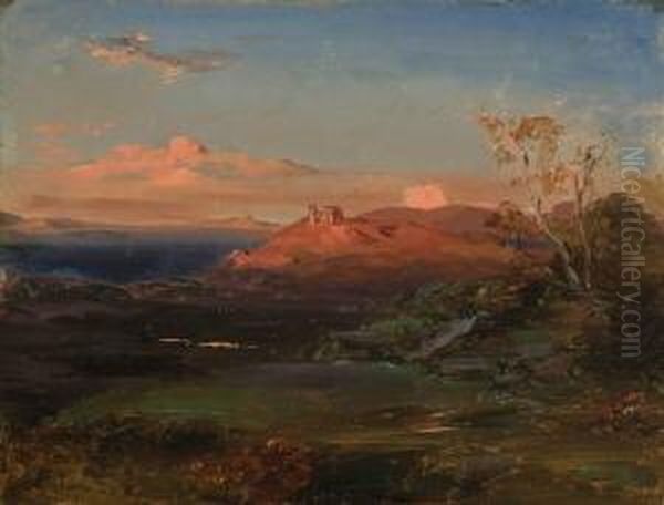 Blick Auf Aegina Mit Dem
 Aphaiatempel. Oil Painting by Carl Rottmann