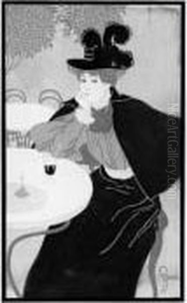 La Buveuse D'absinthe Oil Painting by Auguste Roubille