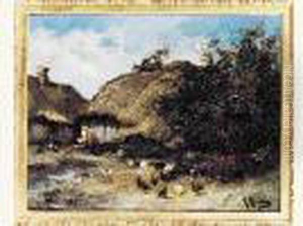 La Cour De Ferme Oil Painting by Alfred Rouby