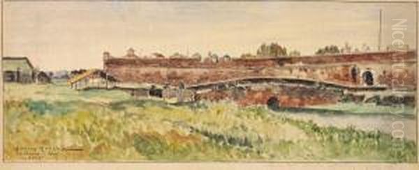 La Manca A Hue Oil Painting by Gaston-Marie-Anatole Roullet