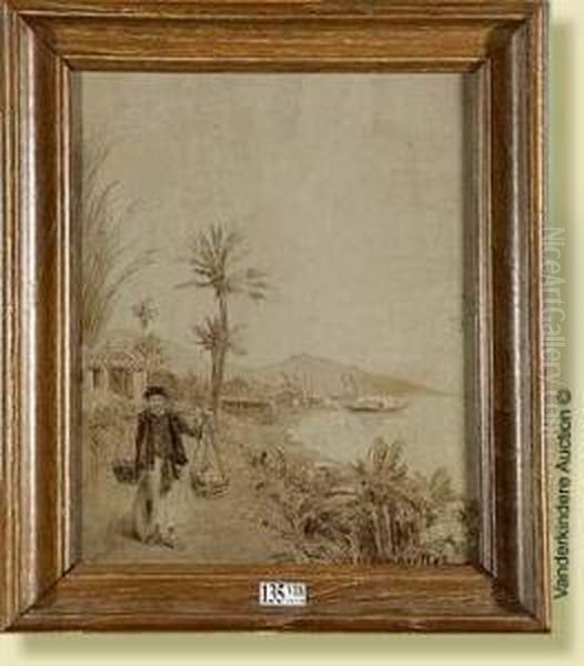 Paysage Anime En Indochine Oil Painting by Gaston-Marie-Anatole Roullet