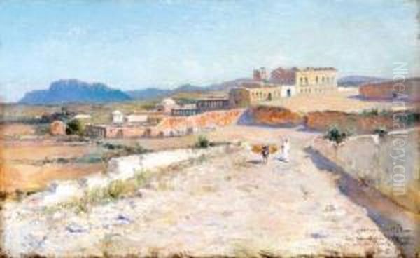 Les Ruines De La Mahomedia Pres De Tunis Oil Painting by Gaston-Marie-Anatole Roullet