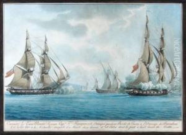 Corsaires Les Trois Monts Rouges
 Cap Ne F Cois Rougemont Capturant Le Brick Anglais Le Mantor Cap Ne 
Brayn Oil Painting by Joseph Roux