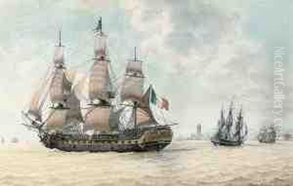 Mont Blanc 
 And Other Vessels Off Marseilles Oil Painting by Joseph Roux