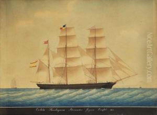 Ritratto Del Veliero Corbeta Samboyana In Navigazione Oil Painting by Francois Geoffroy Roux