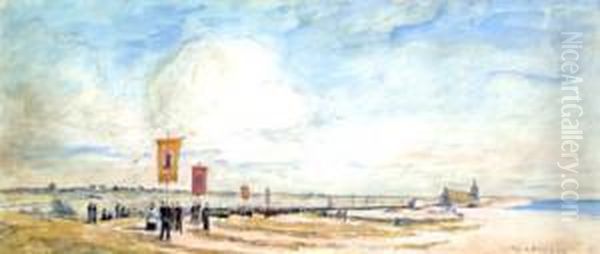 Procession Au Pardon De Penhors Oil Painting by Joseph-Victor Roux-Champion