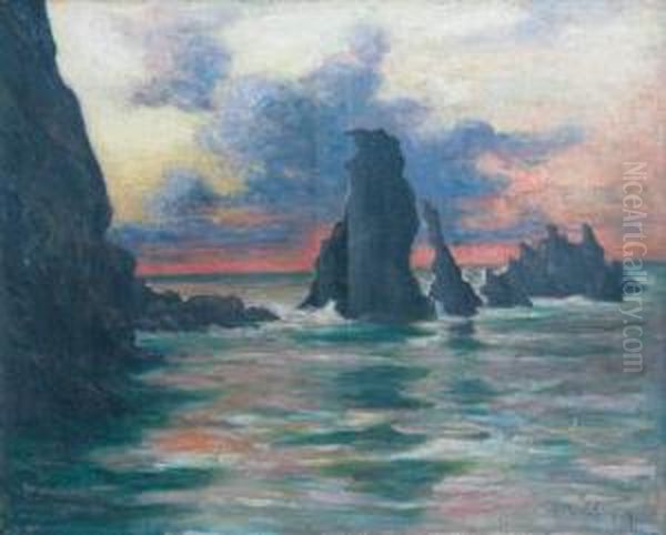  Belle Ile En Mer, Port Cotton  Oil Painting by Joseph-Victor Roux-Champion